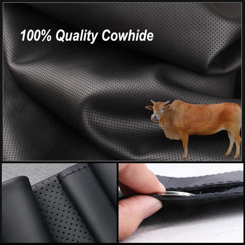 Appdee  Black Genuine Leather Car Steering Wheel Cover for BMW E90 320i 325i 330i 335i E87 120i 130i 120d