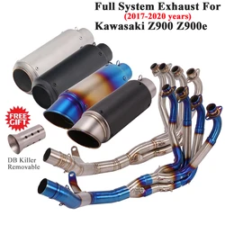 Full System Exhaust Escape For Kawasaki Z900 2017 - 2020 Modified Slip On Front Middle Link Pipe Carbon Fiber Muffler DB Killer