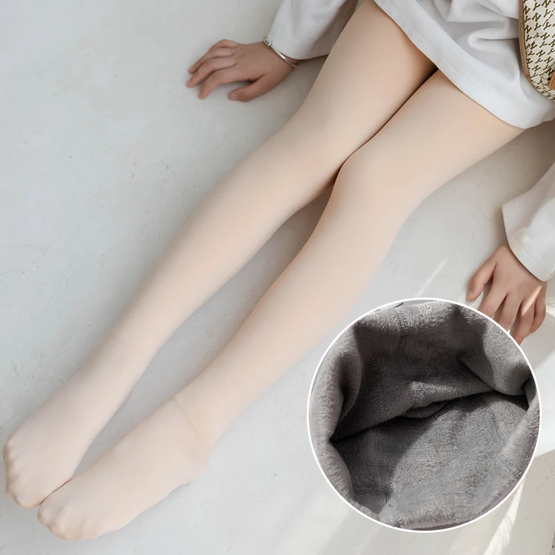 winter Girls white plus velvet thickening Dance stockings baby cotton  Fleece Lining children pantyhose Keep warm leggings kids