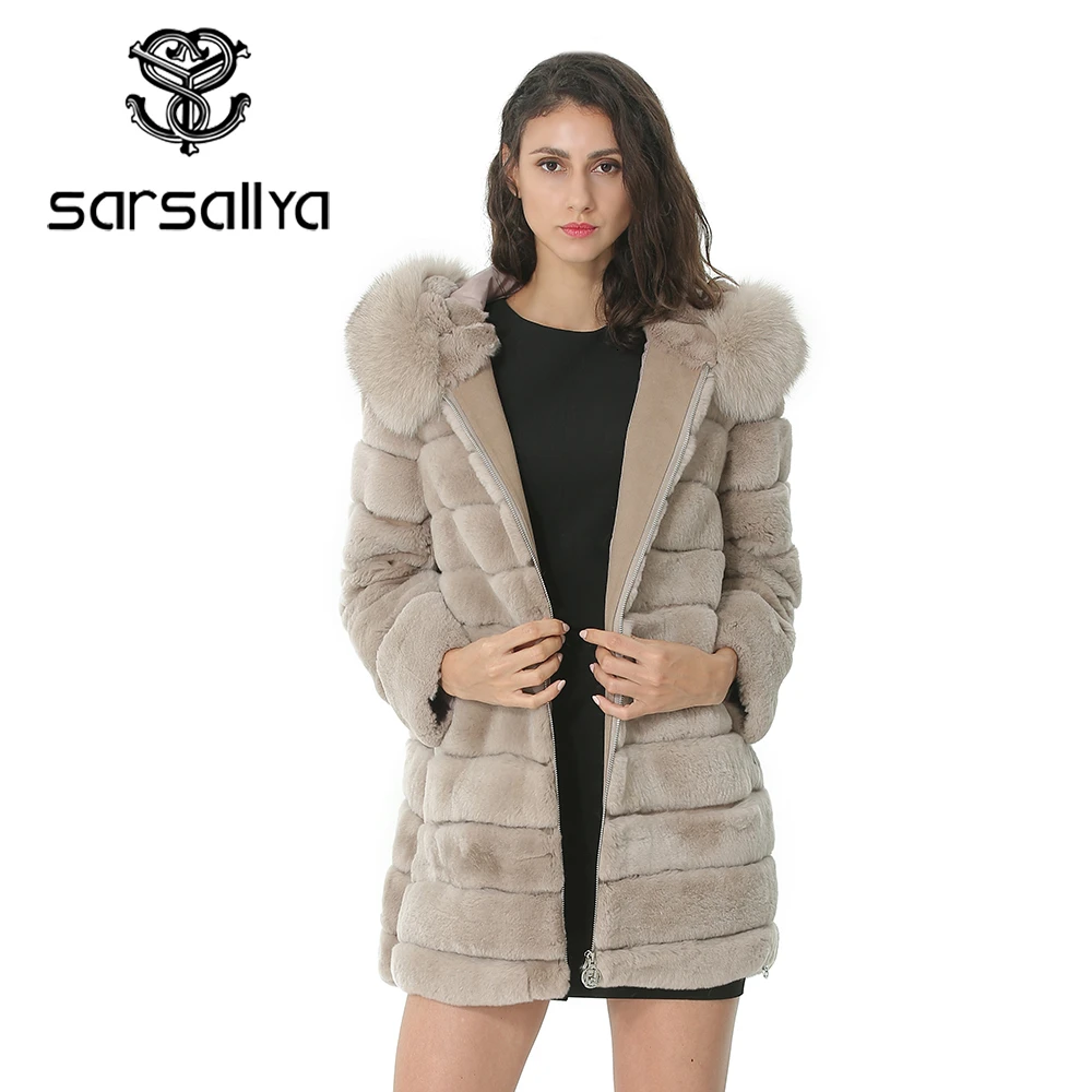 Real Fur Coats Women Rex Rabbit Fur Jackets Ladies Rabbit Fur Coat With Hood Female Winter Warm Women's Clothing Vintage Zipper