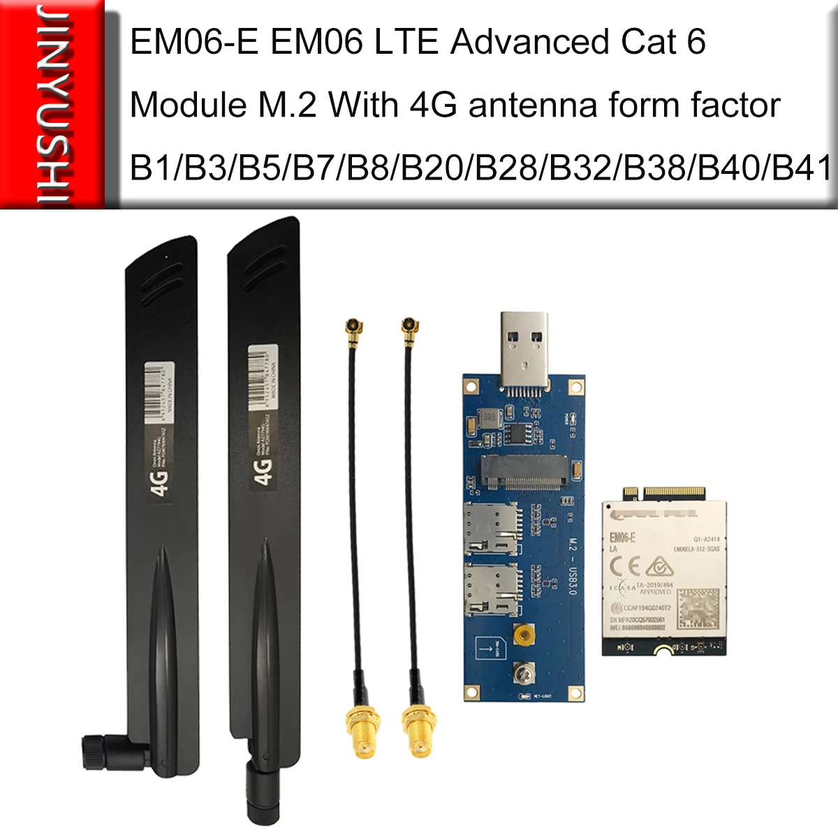 Quectel EM06-E EM06 LTE Advanced Cat 6 Module M.2 With 4G antenna form factor 4G GNSS B1/B3/B5/B7/B8/B20/B28/B32 B38/B40/B41