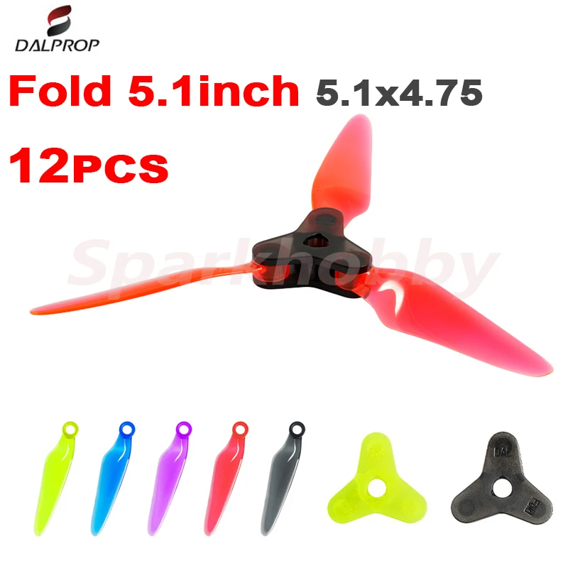 12PCS/2Pairs Brand New DALPROP Fold 5.1inch propeller 5.1x4.75 3-balde CW CCW DIY Portable Foldable prop for RC FPV Racing Drone