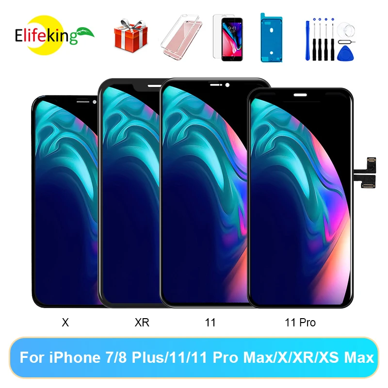 

Оригинальный ЖК-дисплей для iPhone 11 Pro X XR XS Max, сенсорный экран с дигитайзером в сборе для iPhone 7 8 Plus, замена экранов