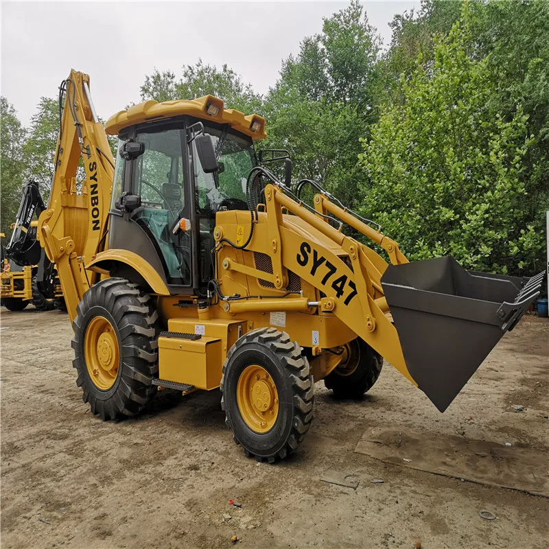 SY747 Excavator Backhoe Loader  Four Wheeled Excavation Loading Bucket