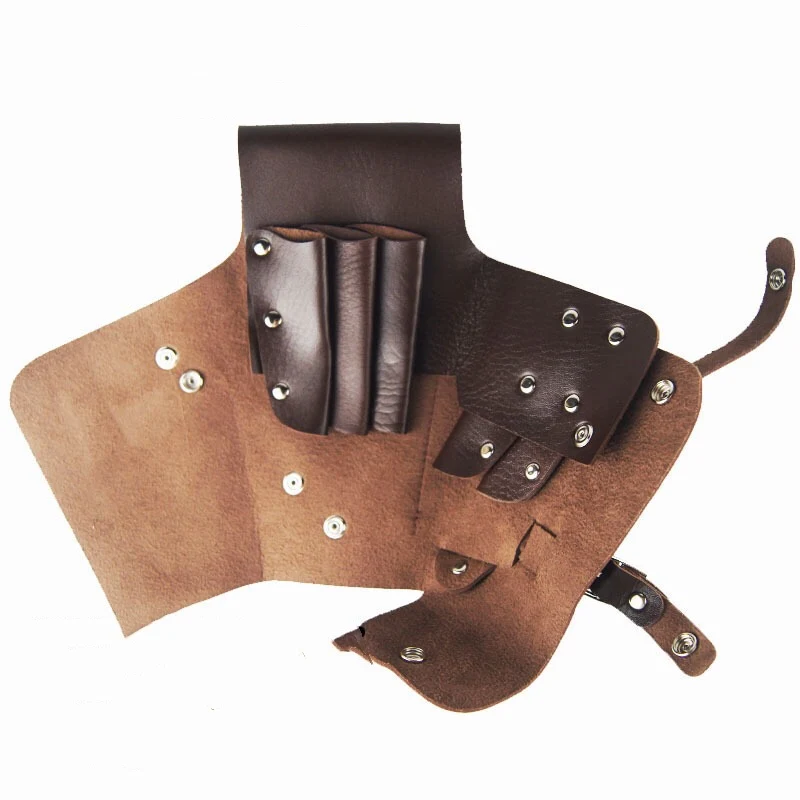 Hair Scissor Bag Hairdressing Leather Barber Scissor Storage Holster Pouch Holder Case Rivet Clips Bag with Waist Shoulder Belt