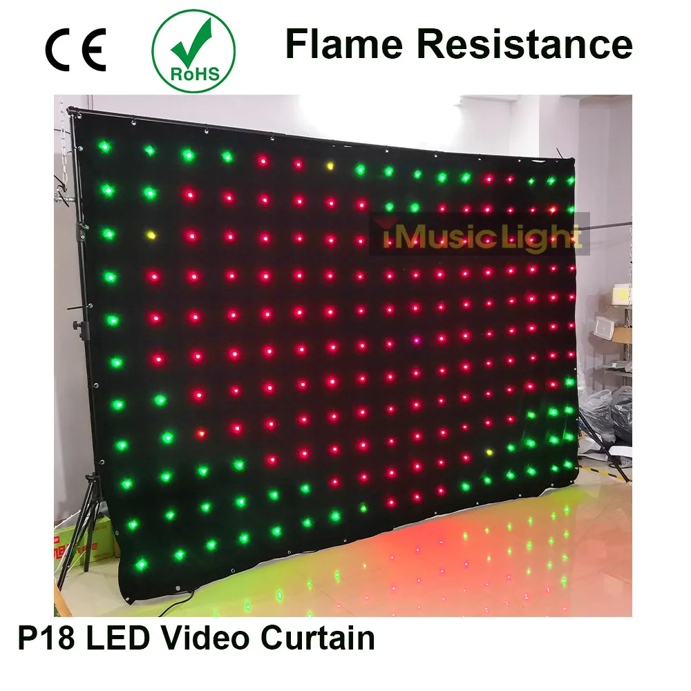 P18 2M X 3M 80 Animated รูปแบบ187Pcs LEDs Motion ผ้าม่าน LED RGB Tri LED Star ผ้าผ้าม่าน