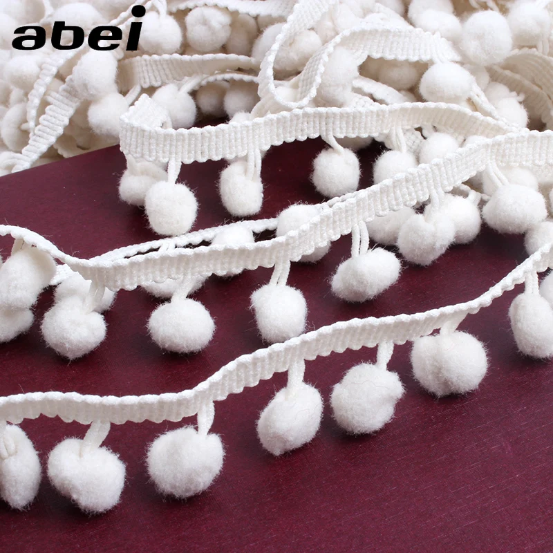 2 yards Cream color Pom Pom Lace Trim Ball Ribbon Pompom Fringe Ribbon Kintted Fabric Handmade DIY Craft Accessories Sewing Lace