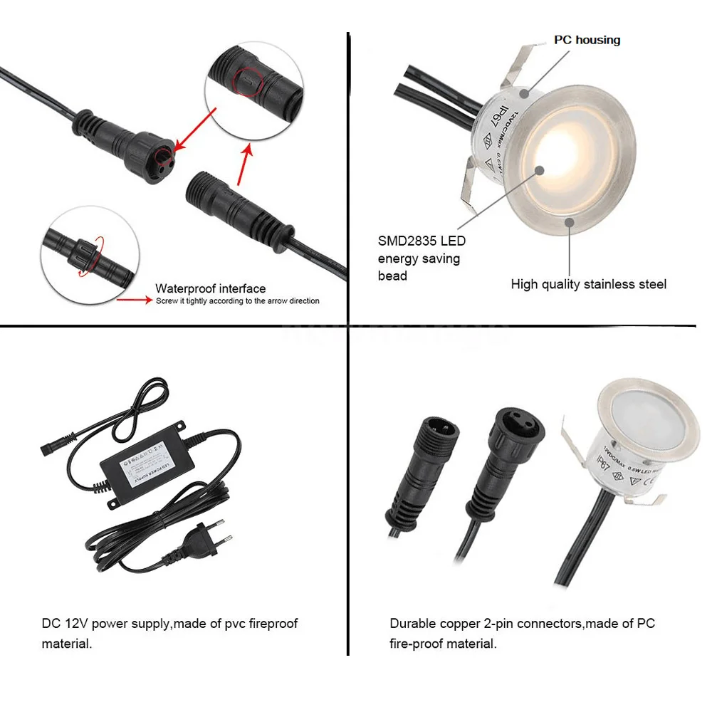 Imagem -05 - Ponto de Luz com Luzes Led à Prova Dágua Ip67 12v para Ambientes Externos Jardim Deck Iluminação