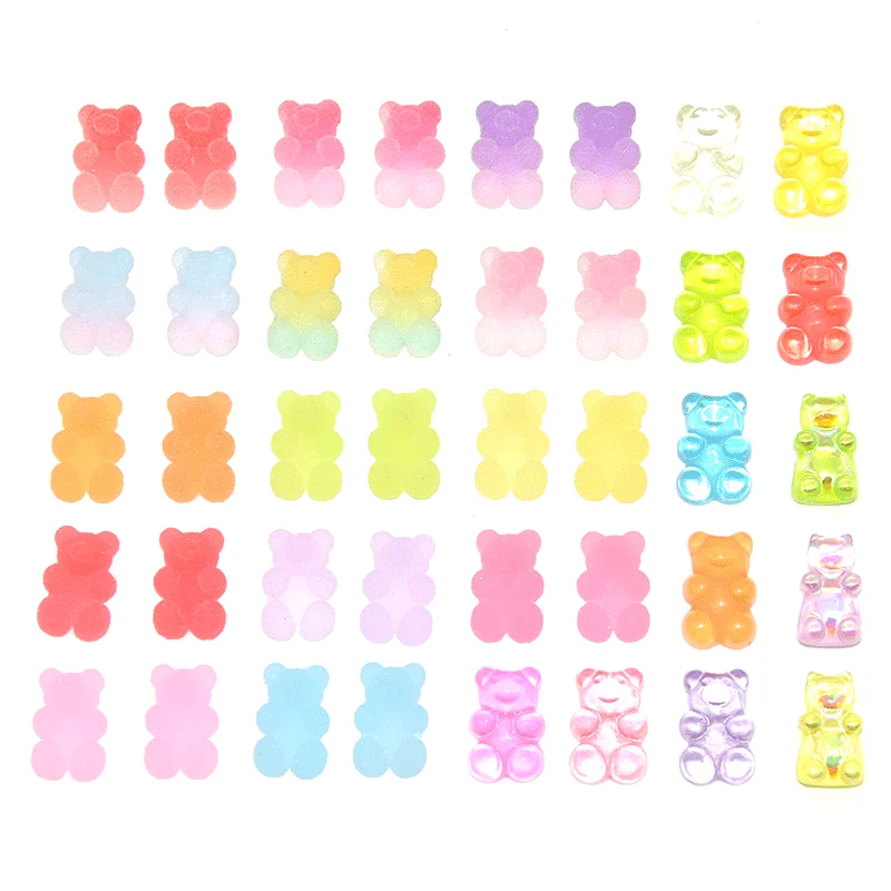 10pcs 3D Nail Charm Candy Gummy Bear Charms Colorful Resin Fillers Charms For DIY Handmade Art Crafting Supplies Jewelry Making