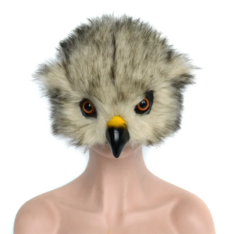 Plush Animal Mask Half Face Owl Eye Mask Cosplay Headgear Customizable Role Playing Male and Female Models