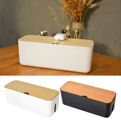 Cable Management Box, Cord Organizer Hide and Conceal Power Strips,Wooden Cables Magage Tray Desktop Office Home