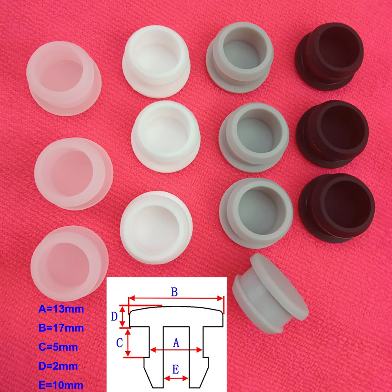 5/10/20/30 Chiếc 13Mm Cao Su Silicone Lỗ Mũ Lỗ Bên Trong 10Mm T-loại Nắp Che Ổ Cắm Màn Chụp Gioăng Mù Lỗ Ấn Nút Chặn