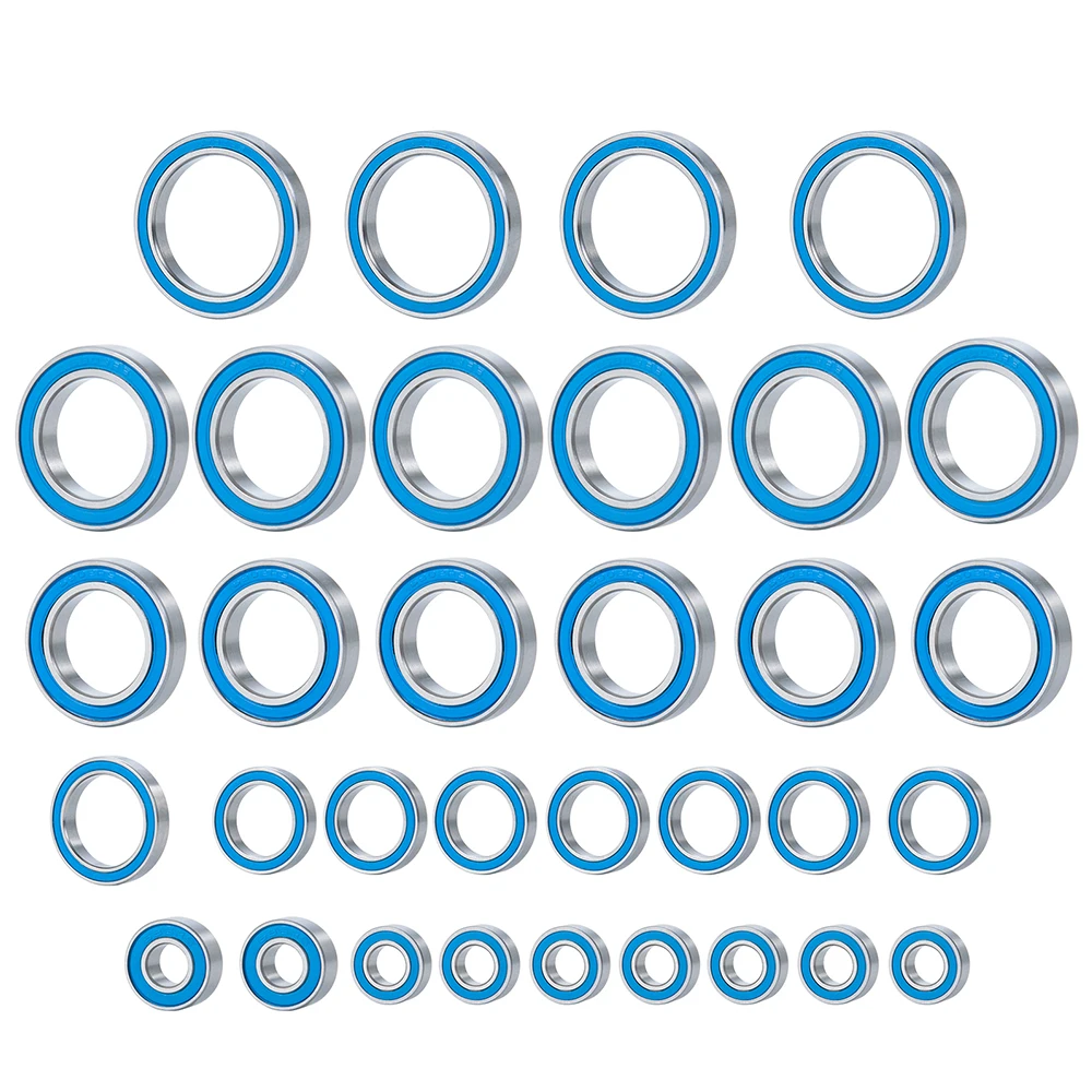 YEAHRUN 33Pcs Wheel Hub Axle Rubber Blue Sealed Ball Bearing Kit For 1/5 8s X-Maxx 77086-4 RC Crawler Car Parts Accessories