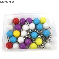 25PCS Round Pearl Beads Pins Mixed Color Plastic Ball Head Pin for Sewing Bead Pin with Bead Cap Sewing Tool