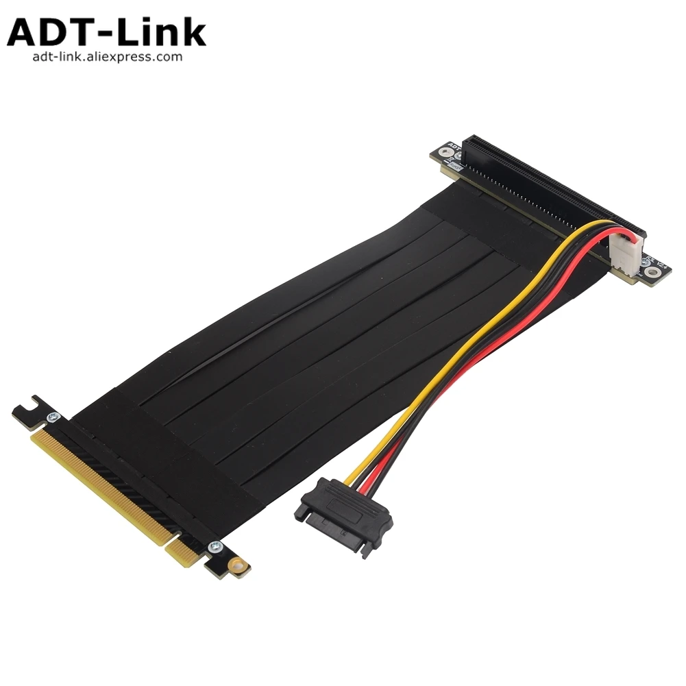 GPU Riser PCI Express X16 Graphics Card Extension Cable 90 Degrees Upright with SATA Power for RTX3060 - Easy Install