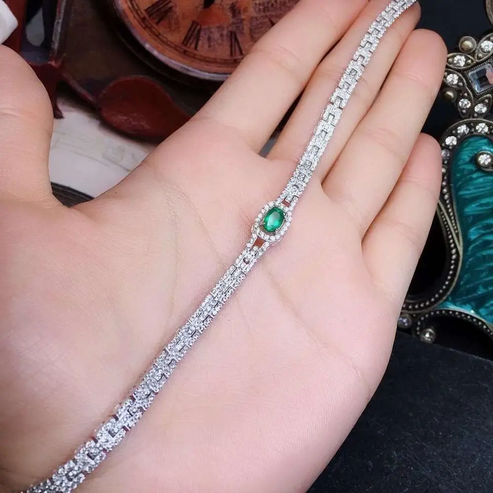 

Wedding Emerald bangle Natural Real Emerald bangle Bracelet Solid S925 Sterling Silver For Women Color Fine Jewelry
