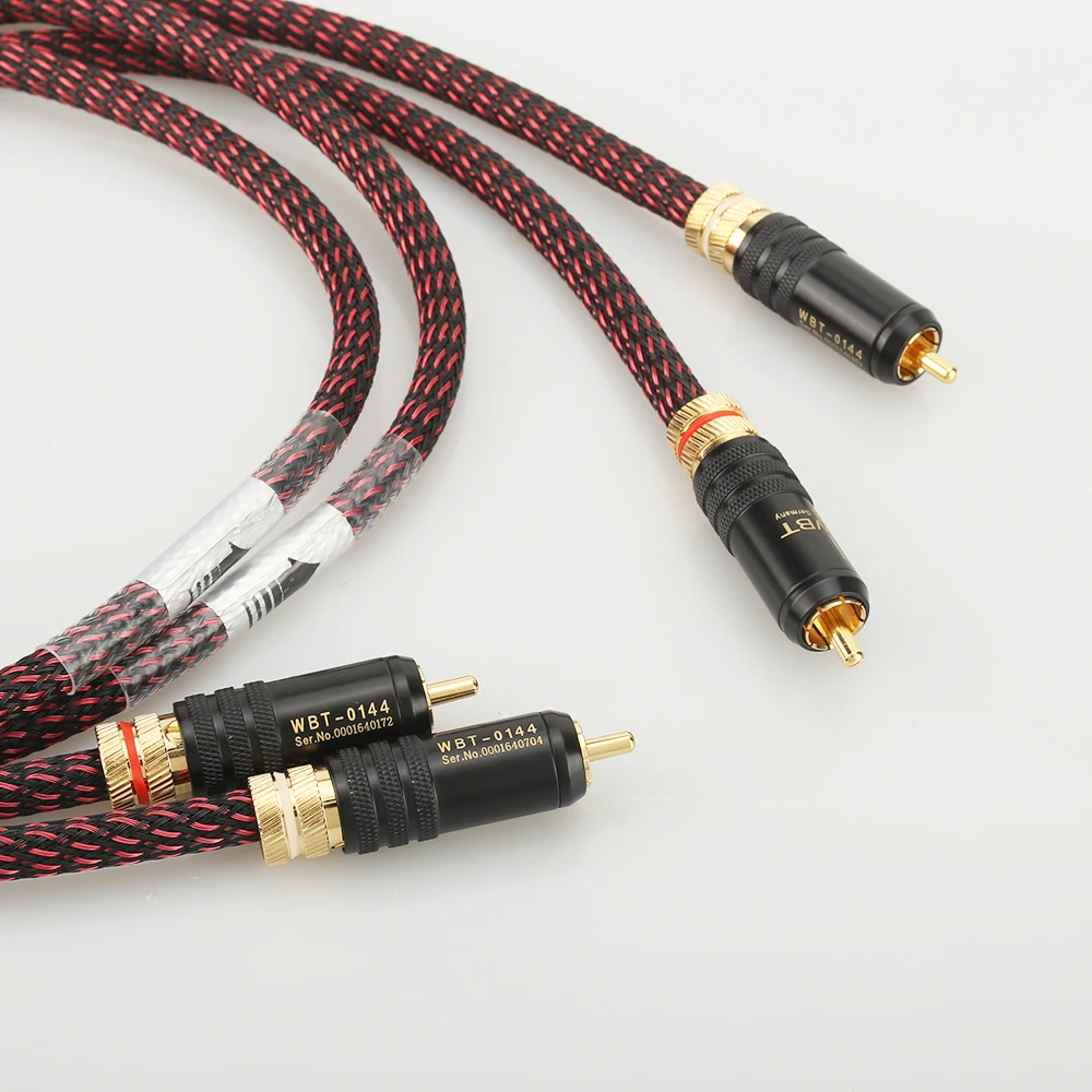 New Pair Hifi audio 5N OFC RCA Audio interconnct cable hi-end RCA to RCA extension cable with gold plated RCA connector plug