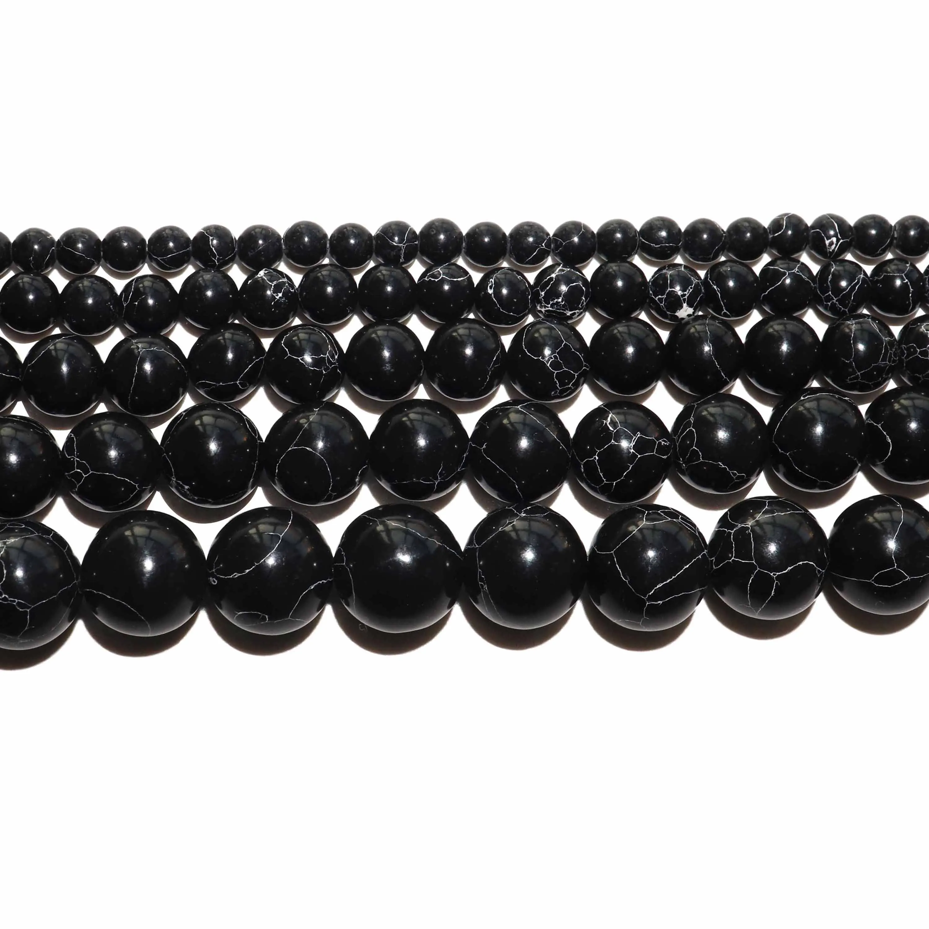 Natural Stone Black Howlite Turquoises Round Loose Beads For Jewelry Making Fit Diy Bracelet Necklace 4 6 8 10 12MM