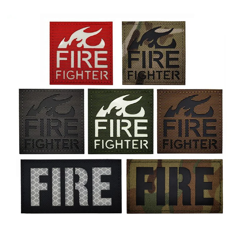 Fire Fighter Rescue Team Logo Embroidery Patches Badges Emblem Clothes Hats Accessory  DIY Size  5*5cm Hook and Loop