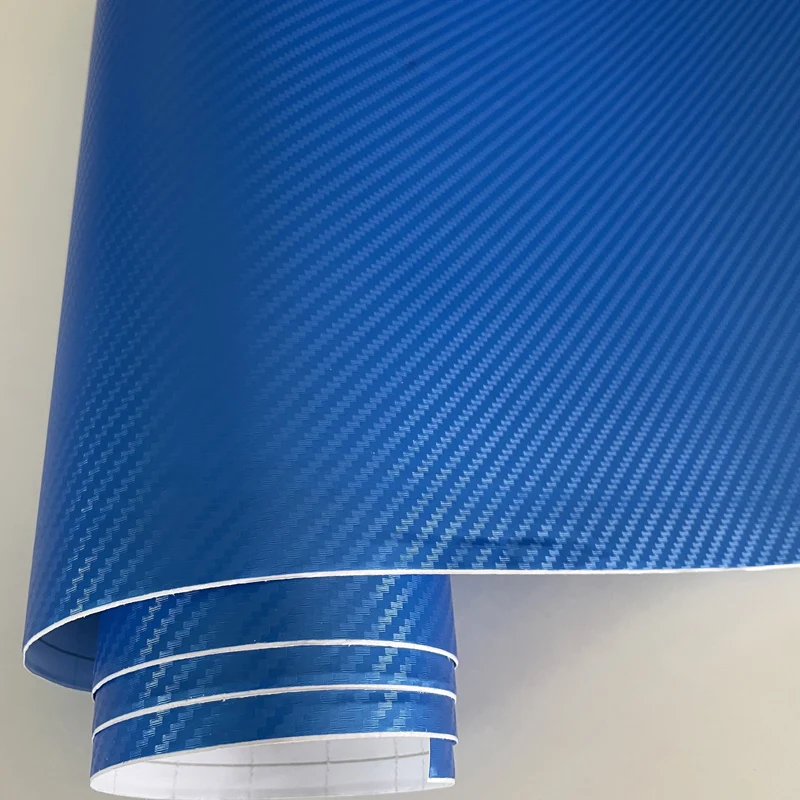 50x300cm Electric Blue 3D Carbon Fiber Vinyl Wrap Roll with Air Release Technology Adhesive Stickers Decals