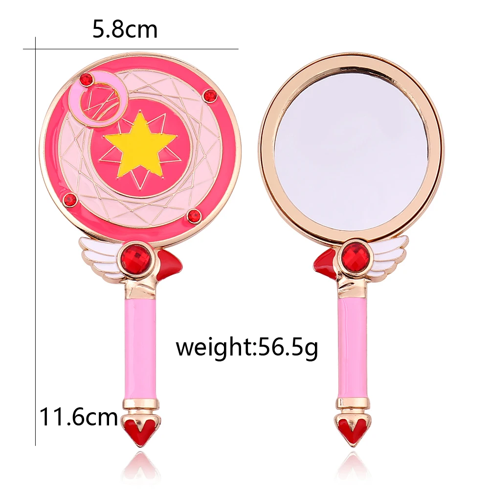 2pcs Beauty Handle Mirror Magic Sakura Portable Make-up Mirror Anime Cardcaptor Sakura Star Card Cosmetic Mirror For Gifts