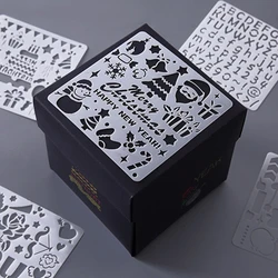5pcs Small Christmas Drawing Templates Set Resuable DIY Graffiti Stencil 4.33 x 4.33 for Home Classroom Wall Door Decors Oct22