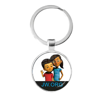 JW.org Keychain Jehovah's Witnesses Art Picture 25mm Glass Cabochon Pendant For Catholic Believers Jewelry Women Girls Men Gift