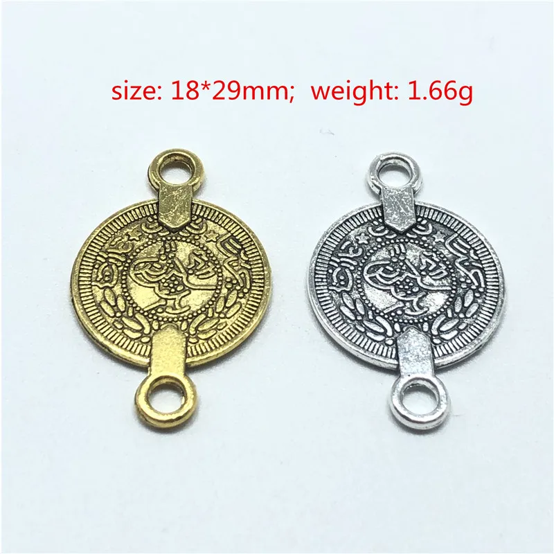 15PCS Coin Shaped Round Charms Carved Figure Pendants Connector DIY handmade Necklace earrings for fashion Jewelry Making