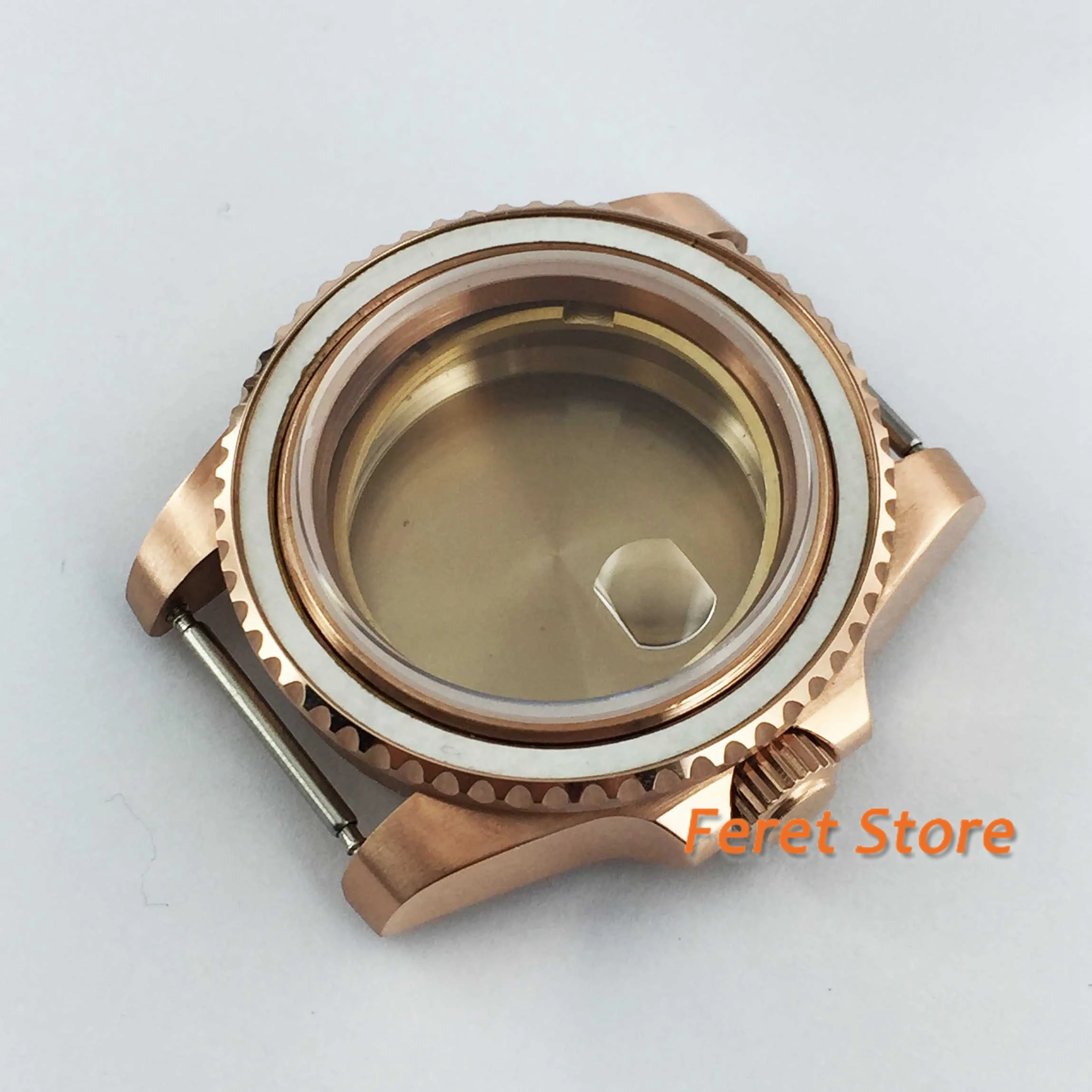 

40mm Sapphire glass Rose Golden stainless steel watch case fit ETA 2836 Mingzhu dg2813 movement watch case p257