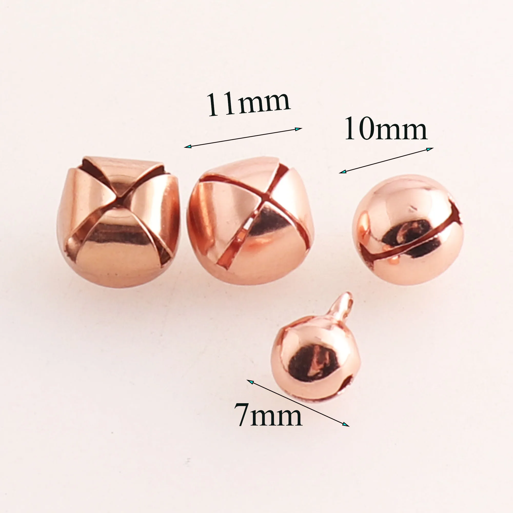 

200 PCS Jingle Bells ROSE GOLD Christmas bells,Durable Jingle Bells Pet Cross Dancing Bells -7MM/10MM/11MM