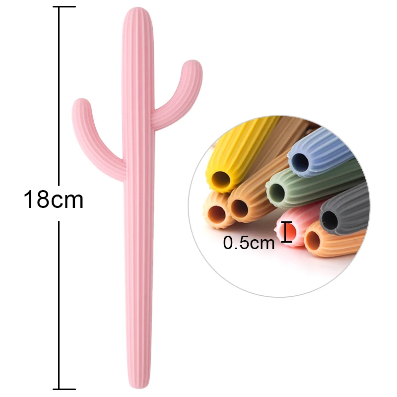 Baby Shower Gifts Silicone Teethers Fidget Toys For Newborns Cactus Shape Straw Teething Infant Chewing Toy Children\'s Products