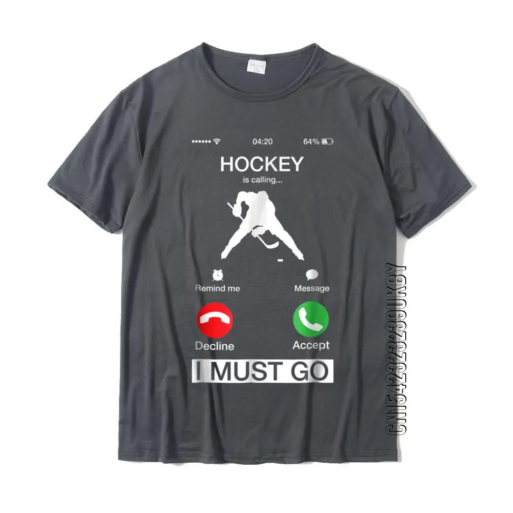 Hockey Is Calling And I Must Go Funny Phone Screen T-Shirt CosieDesign Tops Shirts Special Cotton Men\'s Tshirt