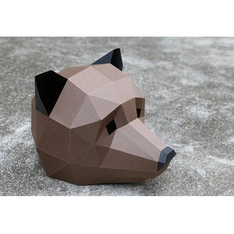 Orso bruno adulto testa maschera modello di carta, 3D Papercraft Art Costume Party Cosplay, fatto a mano Origami Craft RTY098