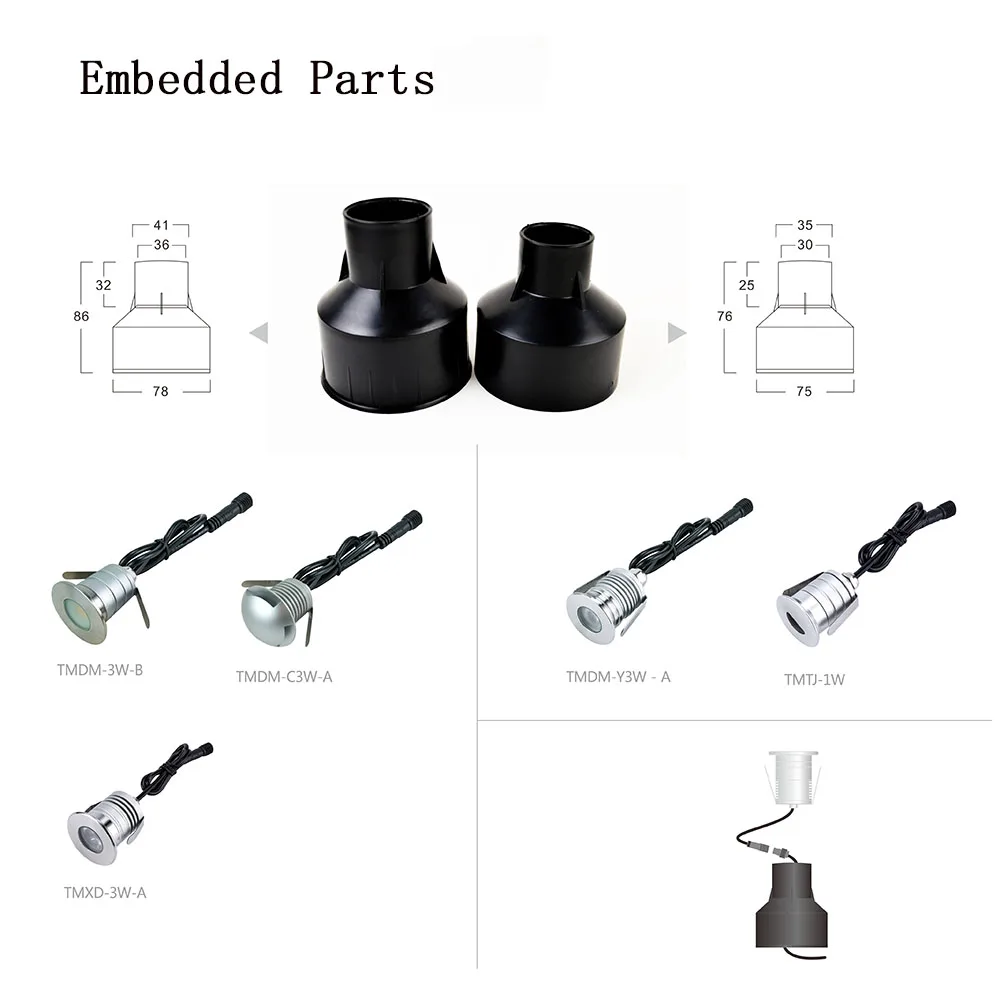 Embedded Teile ABS Embedded Rohr Für U-lampe Unterwasser Lichter 1 stücke