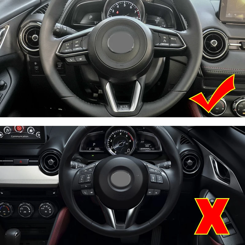 For Mazda CX-3 CX3 CX-5 CX5 2017 2018 ABS Matte/Carbon Fibre/red Steering Wheel Panel Cover Trim Car Styling Accessories