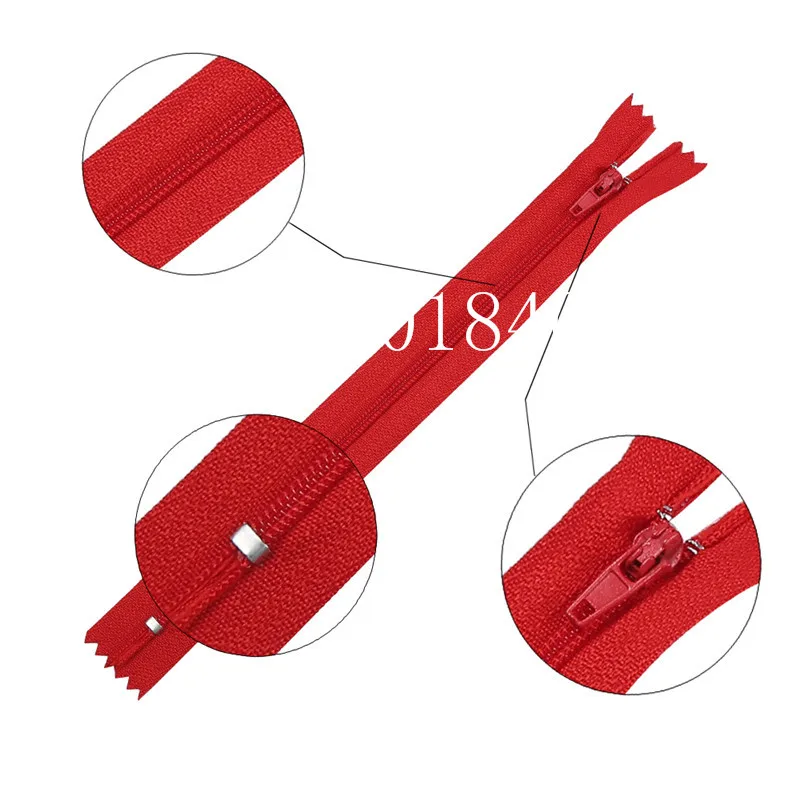 10pcs 3# 7.5cm-70cm Red Nylon Coil Zippers for Tailor Sewing Crafts Nylon Zippers Bulk Sewing Accessories