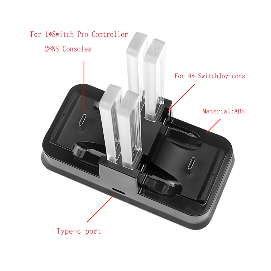 6ใน1 Nintend สวิทช์ Joy-Con Charger ขาตั้งชาร์จแท่นวางสำหรับ NS Switch 2คอนโซล4 Joycons 1 Pro Controller อุปกรณ์เสริม