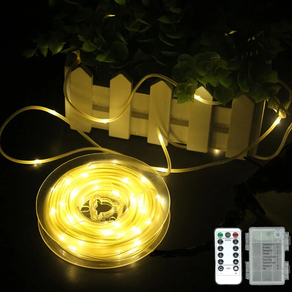 Lampe en fil de cuivre avec télécommande à 13 touches, boîte à piles, guirxiété de conduite d'eau, décoration lumineuse, lanterne de vacances, Noël