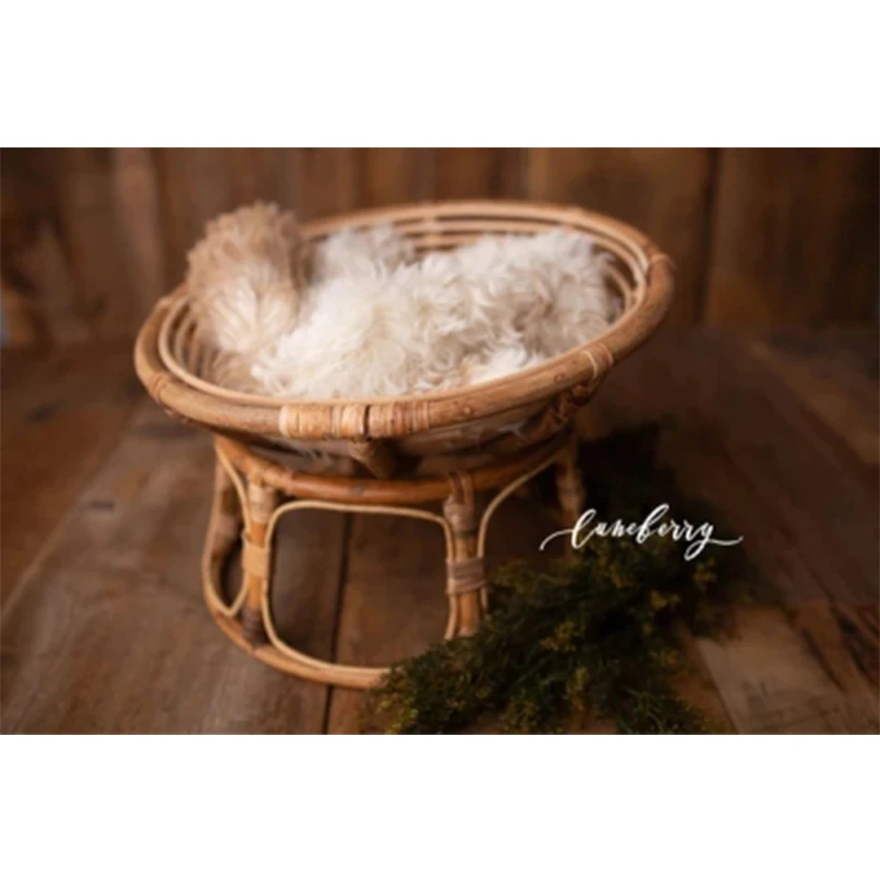 Newborn Photography Props Handmade Bamboo Basket Vintage Chair for Baby Photo Shoot Posing Sofa Boys Girls Fotografia Accessorie