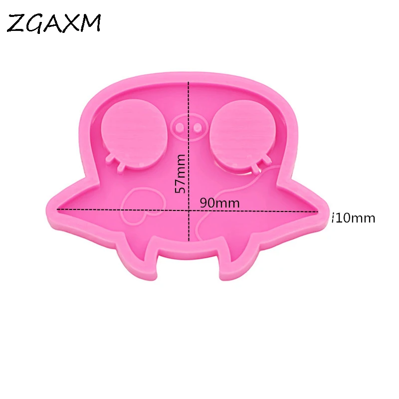 LM1119 Shiny glossy cute pig head self-defense keychain necklace pendant silicone mold safety defense epoxy resin silicone mold