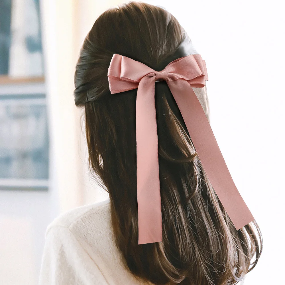 ALTOBEFUN Hair Bow Ties Hair Clips Satin Butterfly Women Hairpin Girl Hair Accessories For Ladies Bowknot Female AFC132