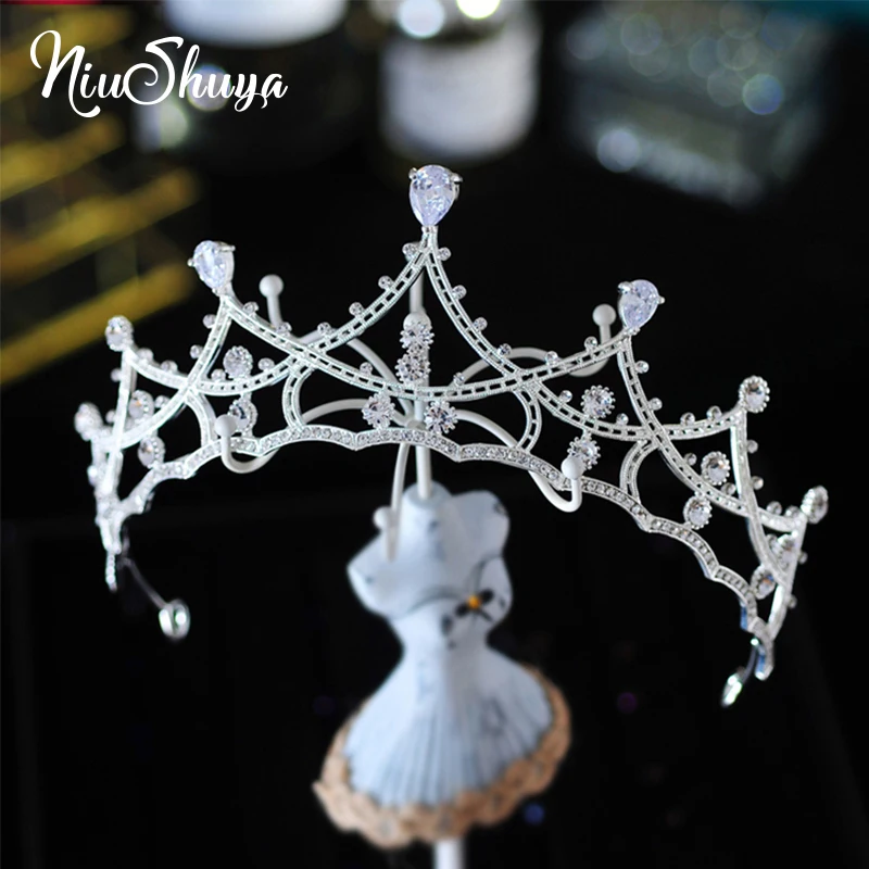 NiuShuya Crystal Bridal Tiaras Cubic Zircon Crowns Princess Queen Pageant Prom Rhinestone Diadem Headband Wedding Hair Accessory