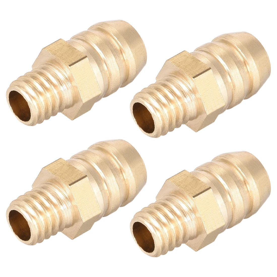 

uxcell 4pcs Brass Fitting Connector Metric M6x1 Male To Barb Hose ID 8mm for air, water, fuel, oil Gold Tone