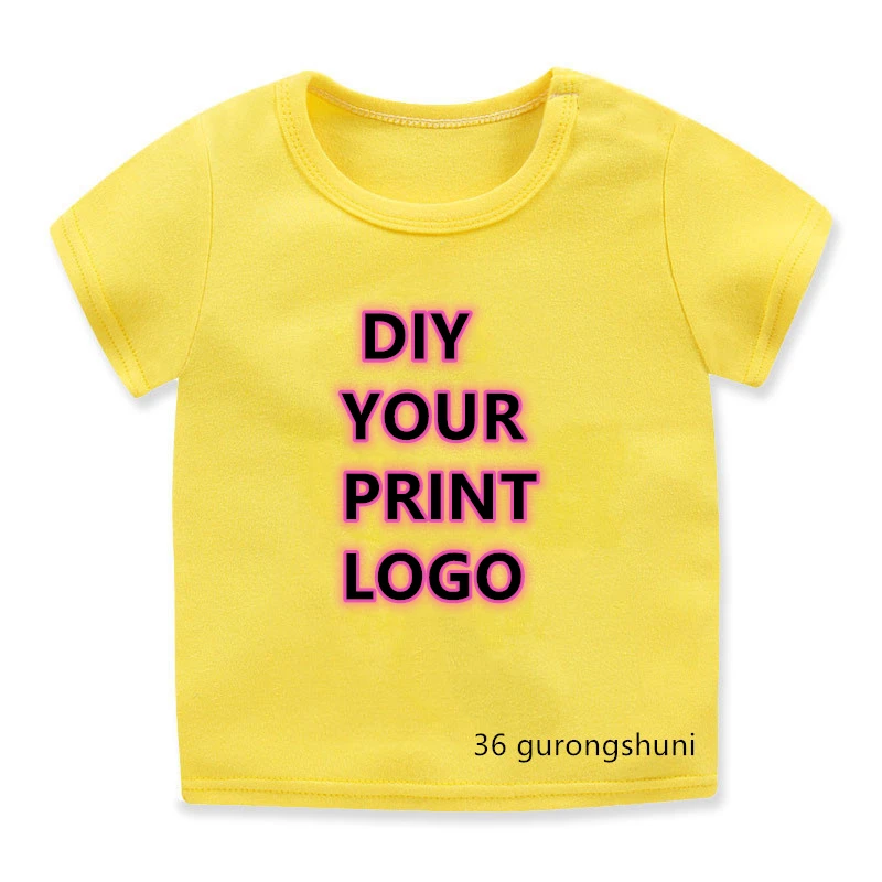 2021 Customized Print Tee Shirt Your Own Design Logo/Picture Custom Kids T-Shirt Plus Size T Shirt Girls Boys Birthday Tee