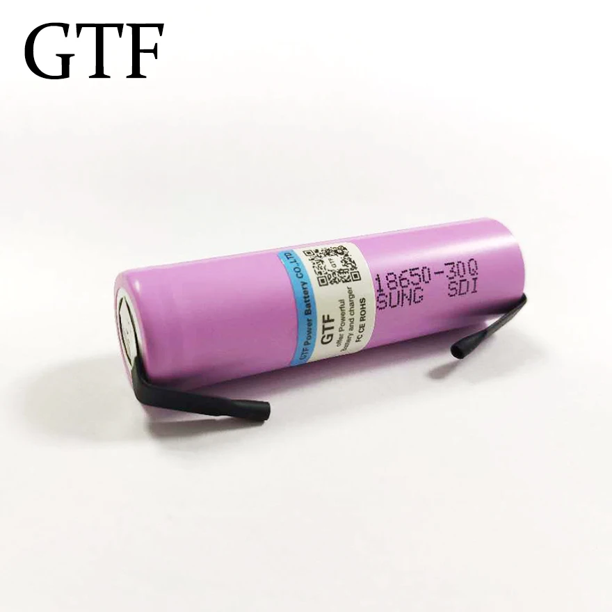 3000mah high capacity 3.7V 18650 battery for 30Q INR 18650 30Q 20A Rechargeable li-ion battery + DIY nicke