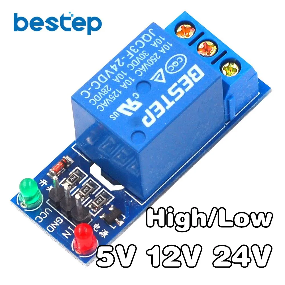 1 Channel Relay Module Interface Board Shield For Arduino 5V 12V 24V High/Low Level Trigger One PIC AVR DSP ARM MCU DC AC 220V