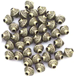 Spacer Beads Bicone Carved Zinc Metal Alloy Bronze Tone For Charms Bracelets Jewelry DIY Findings 6x6mm 30Pcs