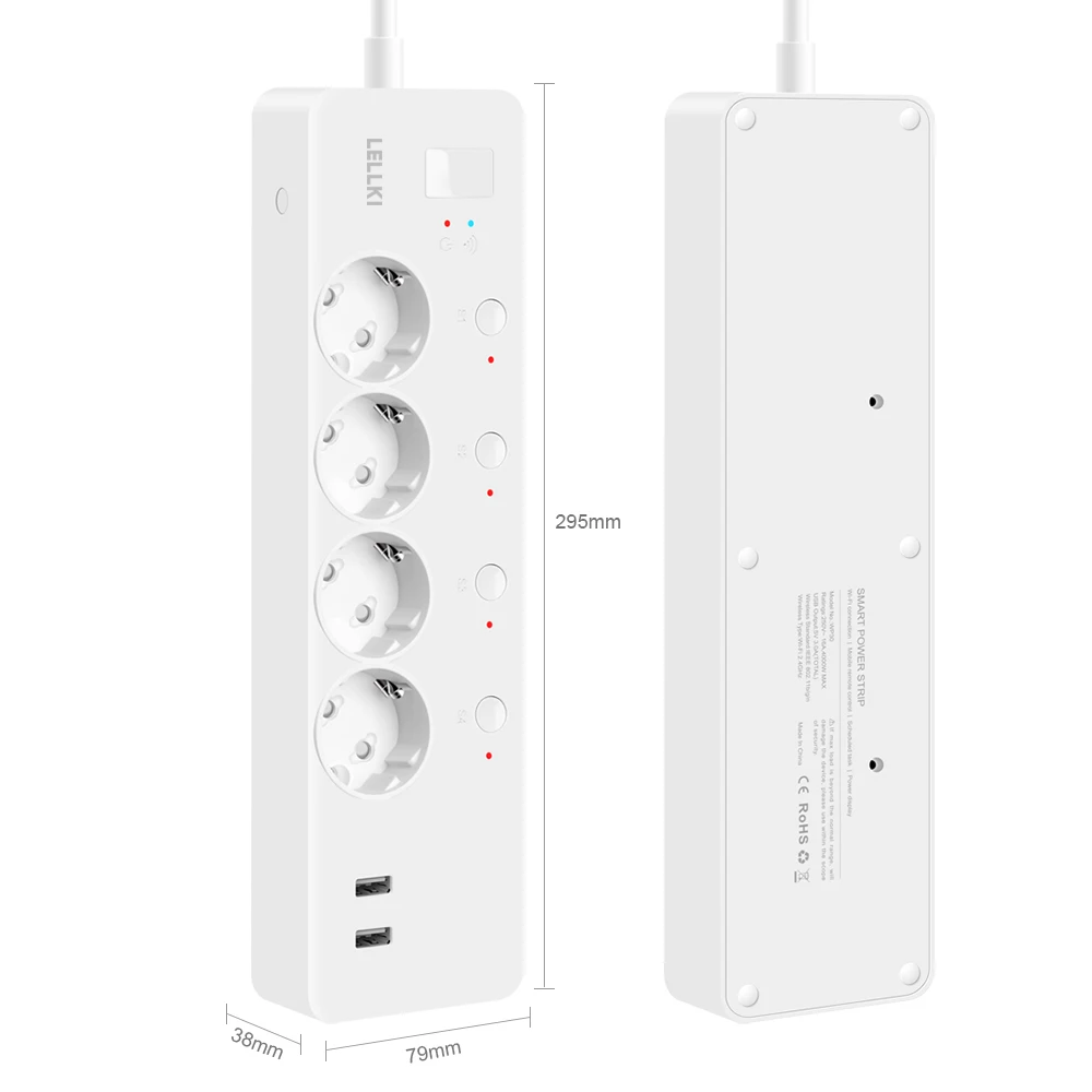 LELLKI Zigbee Power Strip Energy Monitoring Wifi Smart Usb Socket 220V Eu Korea Plug Tuya Smart Life Home Alexa Google Yandex