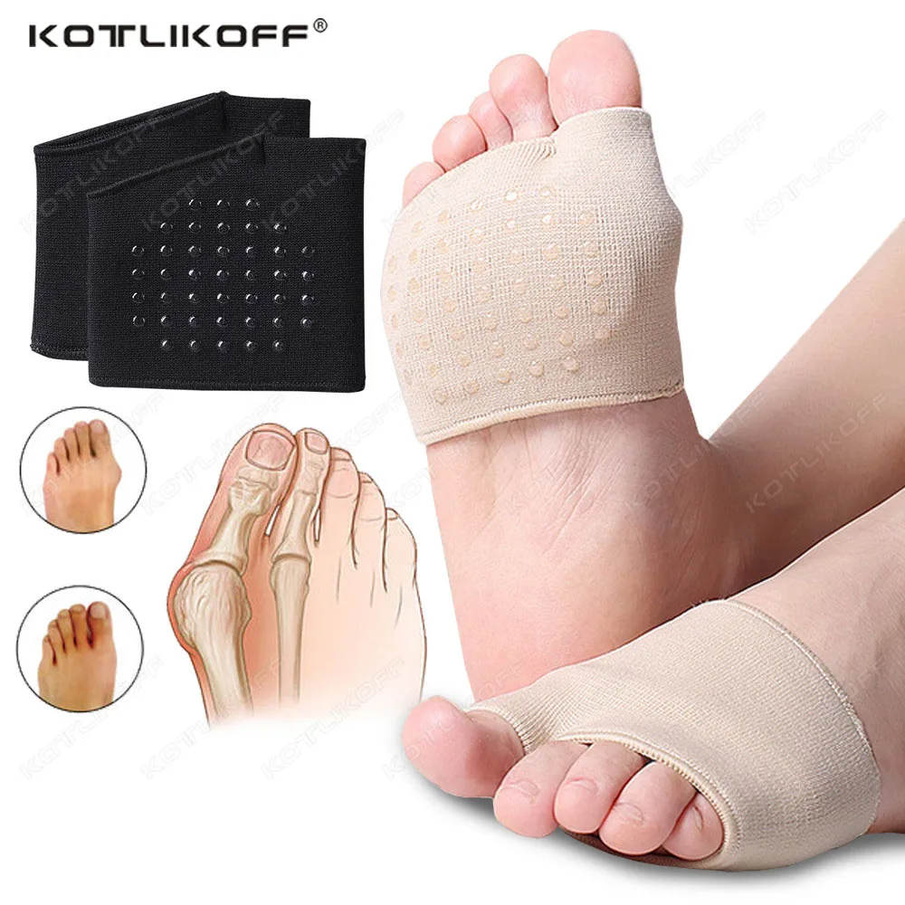 Forefoot Pads Metatarsal Sleeve Pads Half Toe Bunion Sole Forefoot Gel Pads Cushion Half Sock Supports Prevent Calluses Blisters