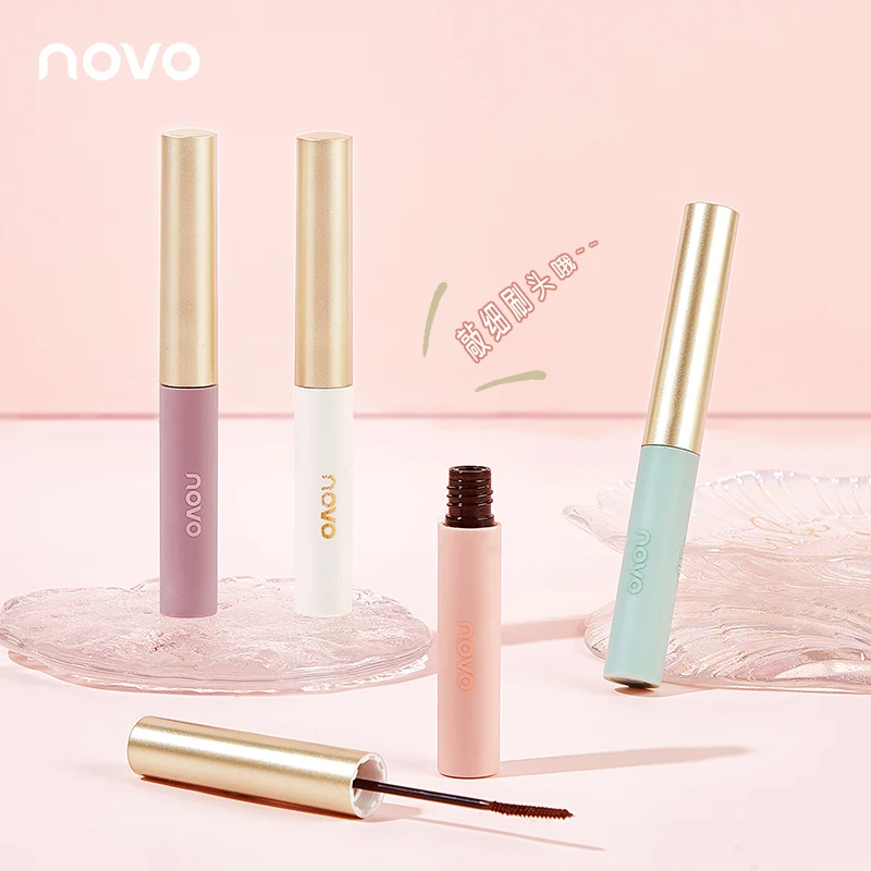 novo 4 Colors Waterproof Mascara Curling Thick Natural Lengthening Lift Eyelashes Makeup Quick Dry Slim Brush Non-smudge Mascara